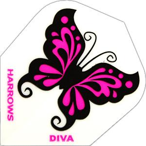 Harrows Diva Standard Flights mit einem Schmetterling Motiv. Inhalt: 3 Flights (100 Micron)